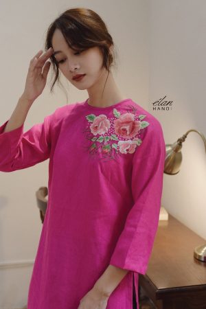 Áo dài thêu tay cành hoa