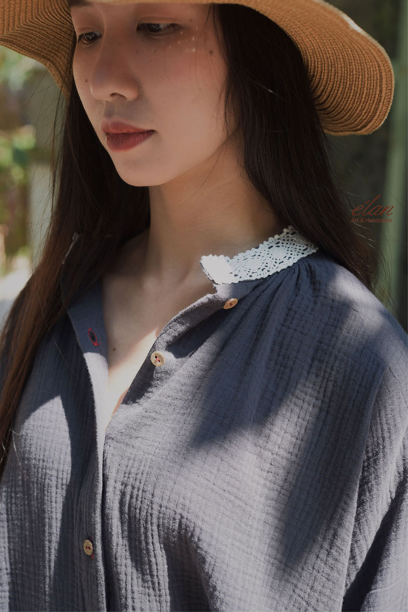 Elan Áo sơ mi phối ren 3