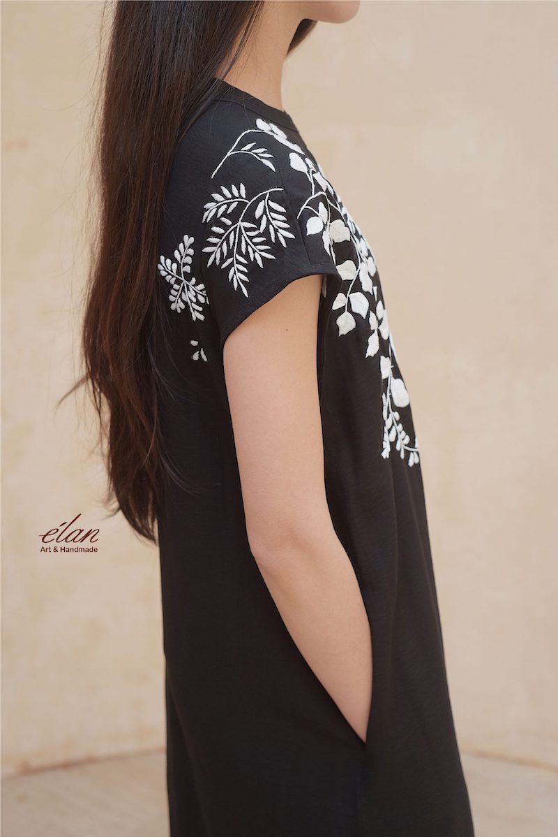 Elan váy thêu tay tơ tằm pha sợi tre 2