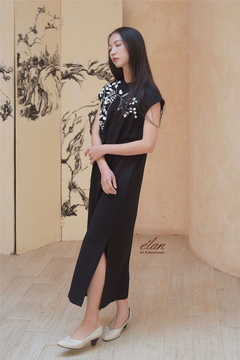 Elan váy thêu tay tơ tằm pha sợi tre 3