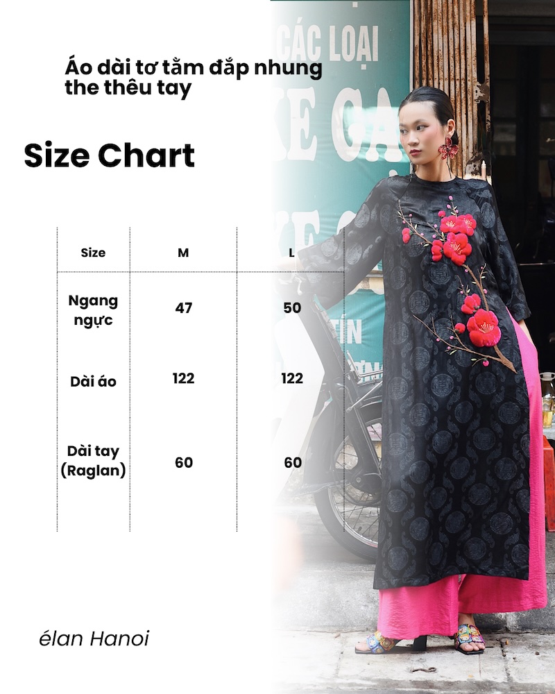 Áo dài tơ tằm đắp nhung the thêu tay 2