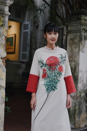 Áo dài vẽ tay đột chỉ