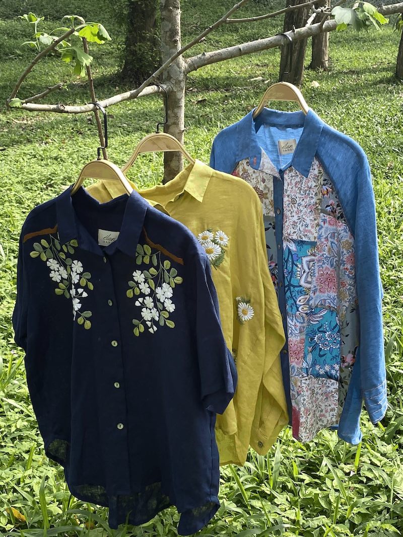 Áo sơ mi thêu tay cúc mi 3