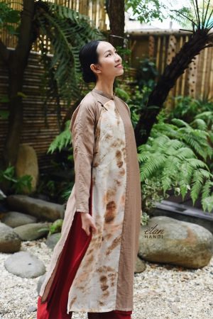 Set áo dài ngũ thân tơ Nhật + áo dài sát nách đũi tơ