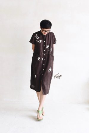 Váy nhún gấu thêu tay hoa ly rơi