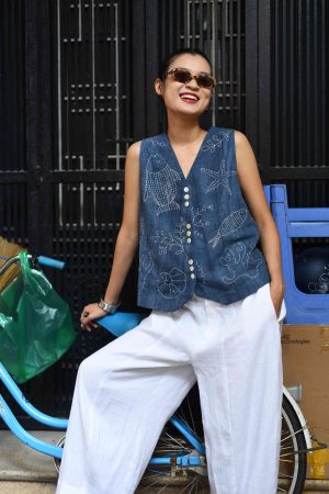 Áo gile thêu tay